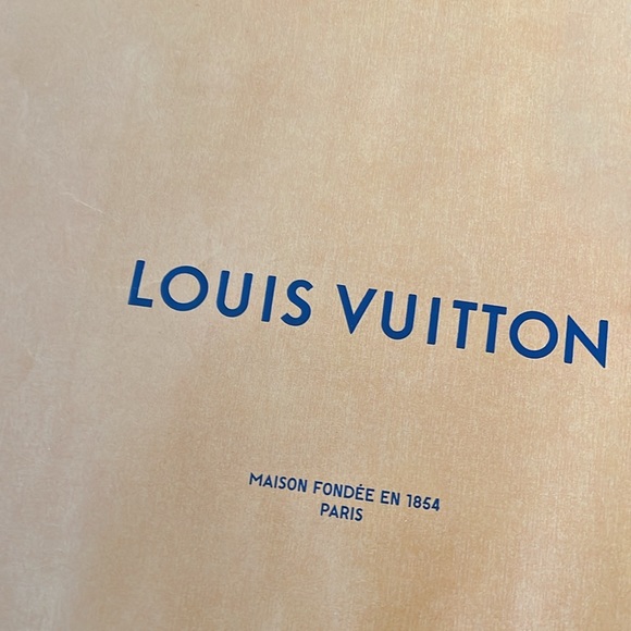 Louis Vuitton paper orange gift bag receipt holder shopping decor storage auth - Picture 2 of 5